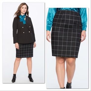 Eloquii 9 to 5 Black and White WindowPane Skirt